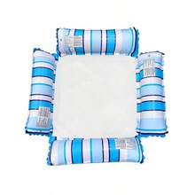 New Foldable Inflatable Striped Pool Float, Single Person Lounger Bed, Water Recreation Essential For Boys, Girls, Family, Hot Selling, Perfect Gift For Boyfriend, Girlfriend, Birthday, Party, Beach, Pool Accessories - Multicolor - View 8