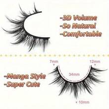 Manga Lashes, Natural Look, 3D Volume, Wispy Fluffy Spiky, Anime & Cosplay, 7 Pairs Pack - Xem 5