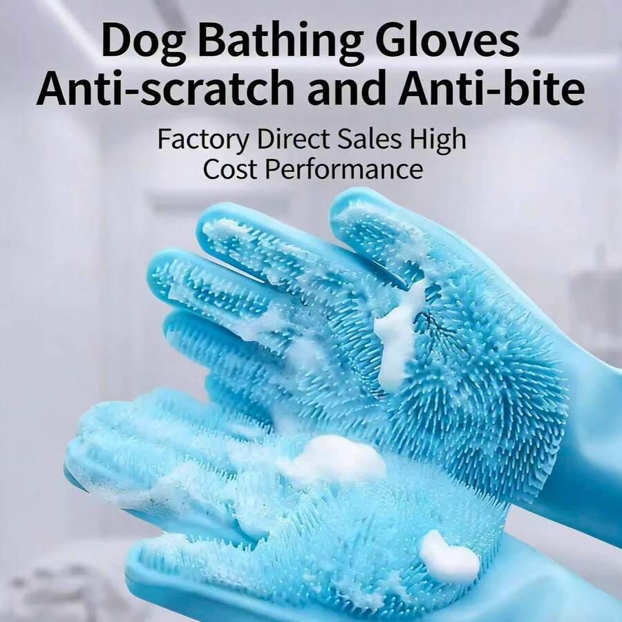 Multi-Function Silicone Pet Grooming Glove, Scratch Resistant, Massage, Deshedding Tool For Dogs, Cats, Kitchen, Car, Home Cleaning - Multicolor - View 1