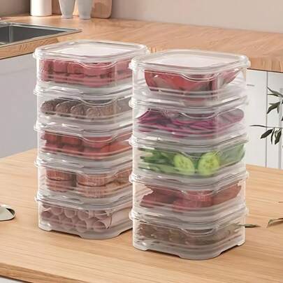 20-Piece Set (10 Containers+10 Lids),Transparent Food Storage Containers For Kitchen Organization, Fresh-Keeping Boxes For Vegetables And Fruits, Round Lunch Boxes In Microwave Oven-Ideal Plastic Meat/Fruit/Bread Bento Or Takeaway Cooked Food Tray.