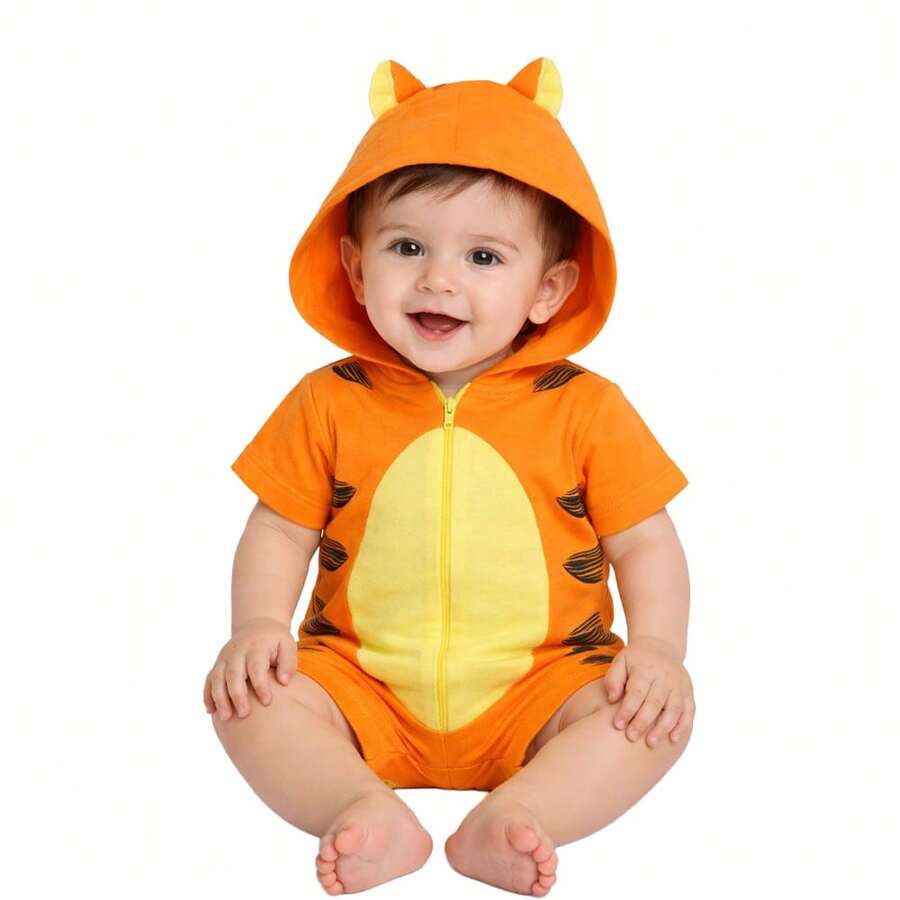 Pañalero con gorro estampado para Bebé - Naranja - Ver 1