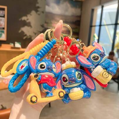 Disney 1pc Stitch Keychain, Stitch Party Favor, Stitch Keyring, Stitch Keychain, Creative Keychain, Cute Bag Charm, Birthday Gift, Party Favor, Car Decor, Earphone Case Accessory, Backpack Pendant, Best Gift, Cute Goth Style