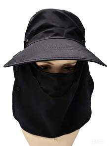 新款女士渔夫帽，全罩式户外防晒帽，大帽檐，面罩式防紫外线颈部遮挡物，纯色休闲涤纶遮阳帽，春夏、海滩、度假适用 - 帽子 - 查看 17