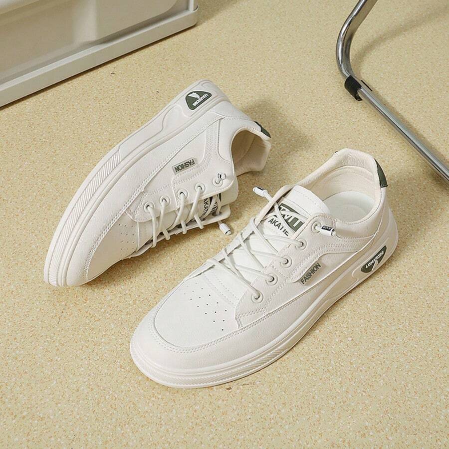 男士休闲一脚蹬运动鞋，透气耐穿平底鞋，适合春季、秋季及所有季节穿着 - 綠色 - 查看 1