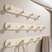 Wall-Mounted Coat Rack, White Coat Hooks, Adhesive/Screw-Fixed, Stainless Steel Door Hooks, Can Hang Hats, Towels, Clothes, Hook Rod With 4/5/6/7/8 Round Hangers - Multicolor - View 1