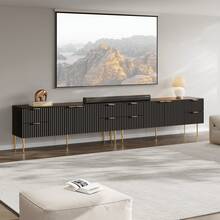 SICOTAS TV Stand For 55/60/65/70 Inch TV - 62 Inch TV Stands For Living Room Entertainment Center With 4 Drawers, Fluted Modern TV Media Console Television Cabinet For Bedroom - màu đen - Xem 7