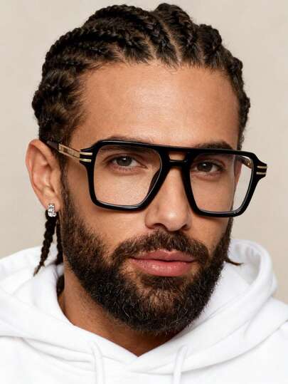 1 Pair Double-Bridge Aviator Frame Transparent Lens Fashion Retro Casual Glasses, Suitable For Daily Wear, Reading, Street Style, Office