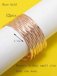 12 chiếc vòng tay kim loại dẹt, trơn, thiết kế độc đáo, cá nhân hóa, có thể xếp chồng lên nhau. - Nhiều màu - Xem 22