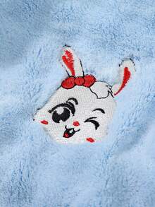 1pc Cartoon Rabbit Pink & Blue Plush Rabbit Ear Bathrobe, Soft & Comfortable, Non-Shedding, Thick & Soft, Loungewear, Winter Sleepwear, Hooded Robe - Multicolor - View 9