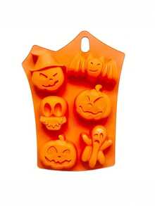 耐热硅胶万圣节模具，包括南瓜和各种主题形状；这些柔软易脱模的模具非常适合万圣节烘焙、万圣节食品制作和万圣节派对用品。 - 彩色 - 查看 3