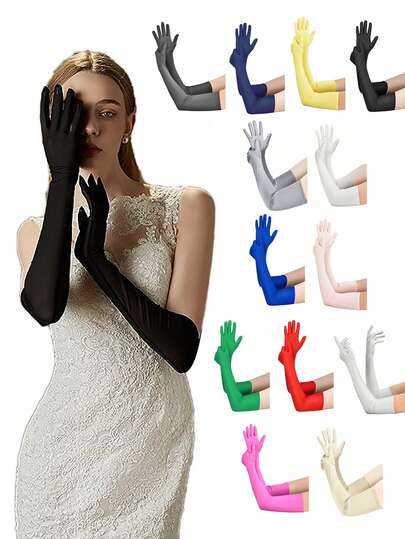 1 par de guantes elegantes de unicolor hasta el codo para mujer D EXCEED, estilo vintage de los años 20, adecuados para fiesta temática de los 20, boda, ópera, té, cena formal, opción de regalo perfecta