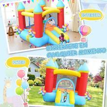 Gran castillo inflable, dimensiones 2.55 x 1.95 metros, con tobogán y piscina de bolas, apto para el juego infantil. - Rojo - Ver 4