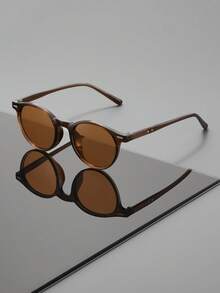 一副女士细框圆形太阳镜，UV400 防紫外线，经典波西米亚风格，玳瑁色镜腿，街头风拍照设计 - 彩色 - 查看 12