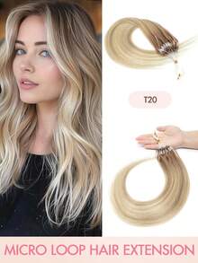 Human Hair Microlink Hair Extensions Microbead Human Hair Extensions Real Human Hair Micro Beads Fish Line Extensions Seamless Loop Hand Tied Hair Micro Loop Blonde Hair Extensions Bleach Blonde Cold Fusion Extensions For Daily - Multicolor - View 30