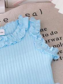 2 st söta linnen + denimskjol för babyflickor, lätt sommaroutfit - Babyblå - Visa 6