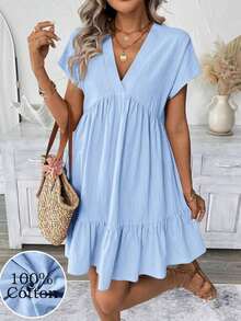 LUNE Short Pink Casual Vacation Romantic Beach Summer Dress For Women Baby Blue Dress,Sun Dresses For Women,Casual - Baby Blue - View 1