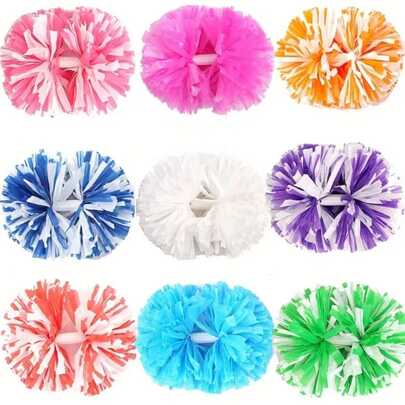 2 piezas de pompones de animación de unicolor mate con diseño encriptado, flores de mano para animación de baloncesto, clase de educación física, danza, gimnasia, competición, baile cuadrado, actividades en equipo, accesorios de animación, adecuados para diferentes actividades escénicas con pompones de doble cabeza