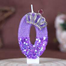 1PC Purple Crown 0-9 Number Birthday Candle Creative New Style, Wedding Decoration, Rhinestone Crown, Suitable For Cake Decoration, Dessert Table, Party Birthday Celebration Candle. - View 16
