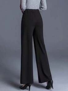 2025 Autumn/Winter Women Wide Leg High Waist Casual Loose Trousers, Versatile Suit Pants Black Summer - 黑色 - 查看 3