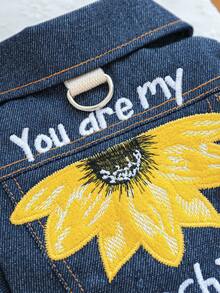 PETCIRCLE 1 bộ quần áo cho thú cưng, quần áo cho chó nhỏ, áo khoác hai chân có thêu, bộ đồ cho chó bền chắc, chống bẩn - Áo khoác Sunshine - Màu xanh lam - Xem 7