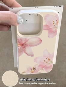 Flower Design Fashion TPU 1pc Pink Lily Flower Pattern Full Coverage TPU Shockproof Phone Case Compatible With IPhone 17, 16, 15, 14, 13, 12, 11 Pro Max And Series, International Version, Not The Domestic Version Spring Gift - Multicolor - View 3