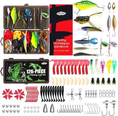 FONMANG Fishing Lures - Tackle Box With Tackle Included, Fishing Kit With VIBs, Frogs, Minnows, Soft Baits, Hooks &Amp; Weights Accessories, Freshwater Lure Kit For Bass Walleye Trout