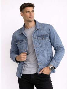 Men's Iron Button Twill Jacket - 中等水洗藍 - 查看 3