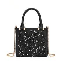 Bolso de mano con textura de satén, concha dura con bordado de perlas 2025 y correa para el hombro - Multicolor - Ver 5