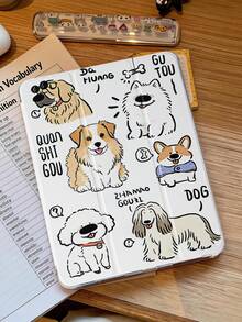 1个卡通小狗彩绘平板电脑保护套，兼容iPad Mini4/Mini5/Mini6/Mini7/Air/Air2/9.7/10.2/10.5/Air4/Air5/10.9/Pro 11英寸/第十代/Air 11英寸(M2)-2024/Pro 11英寸(M4)-2024/Air 11英寸(M3) 2025/(A16) 11英寸第十一代2025，Galaxy Tab A8 10.5英寸2022。包含笔槽、三折支架、TPU软边保护、磁吸式睡眠/唤醒功能，插画/可爱/趣味/个性化设计。 - 彩色 - 查看 1