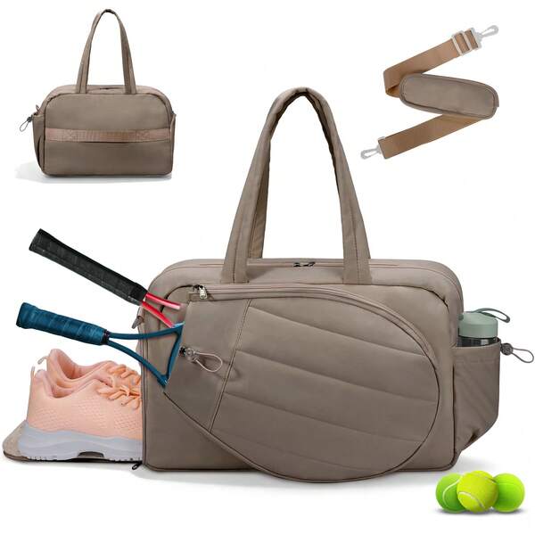 Bolso bandolera grande acolchado para tenis y gimnasio para mujer, mochila de tenis con capacidad para 2 raquetas y compartimento para zapatos, mochila para portátil de 15,6", ideal para la cancha, el tiempo libre, el día a día y escapadas de fin de semana, bolsas para raquetas de tenis para hombres y mujeres, aptas para pickleball, tenis y bádminton, para guardar raquetas de tenis, palas de pickleball, raquetas de bádminton, raquetas de squash, pelotas y otros accesorios.