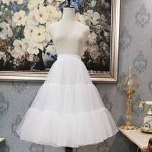 白色女士欧根纱衬裙，双层水晶雪纺+1层衬里，80厘米长，无骨裙撑，柔软亲肤，洛丽塔日常半身裙，芭蕾舞裙式裙撑，适合夏季、海滩、婚礼等场合。 - 白色 - 查看 4