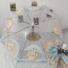 1 guarda-chuva transparente impermeável com estampa de animais em PVC, totalmente automático, ideal para estudantes universitários e como presente de aniversário. - gatinho - Ver 18