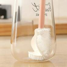 1pc 360° Silicone Cleaning Brush With Foldable Head And Long Handle, Reusable Bottle & Jar Brush For Kitchen And Home - Multicolor - View 1