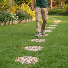 6 PCS River Rock Stepping Stones Outdoor 12 Inch Diameter Round Pavers Pebbles Polished Gravel For Garden Walkway - 12 圓度 - 查看 6