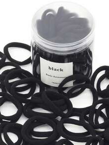 50pcs/Can Women's Basic High Elasticity Hair Ties For Ponytail, Hairstyle Casual,Woman Head Accessories, Woman Hair Accessories Ponytail Holders Hair Elastics Hair Rubber Bands Scrunchies Hair Rope, Hair Bobbles ,Gym Sport Outfit Gym Beauty Makeup Woman Accessories Elastic Band Black Seamless Hair Ties No Damage Elastic Hair Bands Basic Black Ponytail Holders Thick Hair Black Hair Elastics Bulk Black Hair Tie Set Essential Women's Accessories - 黑色 - 查看 8