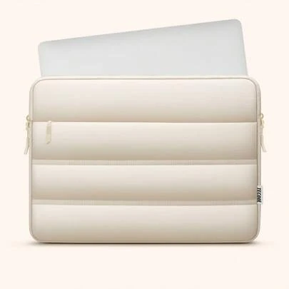 TECOOL 13.3-16 Inch Fluffy Soft Quilted Laptop Sleeve, Waterproof Computer Bag Suitable Compatible With MacBook Air 13 13.6 15 M4 M3 M2 M1, Pro 16/14/13 M4 M3 M2 M1, 13.3-16 Inch HP Laptops And Other Brands, Beige