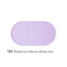shuo ni mao yi 硅胶宠物喂食垫，防水防滑喂食垫，适用于猫狗，椭圆形 - 淡紫色 - 查看 11