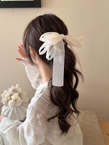 2pcs Mesh Bow Banana Hair Clips, Secure High Ponytail Holders - Multicolor - View 4