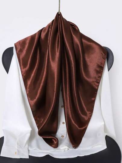 1pc Solid Color 90cm Satin Scarf, Comfortable & Elegant Spring/Summer/Autumn Versatile Square Scarf, Headscarf, Neck Scarf, Suitable For Daily Outings, Dates, Gatherings, Formal Events