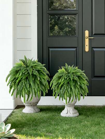 1株仿真波士顿蕨，逼真户外绿植，仿真绿植，适用于高端室内/室外装饰、婚礼、酒店、花园、摄影、房间美化、节日庆典、盆栽或悬挂展示，仿真植物，室内仿真绿植