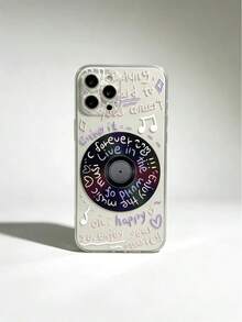 Funda para iPhone con diseño de disco de vinilo iridiscente, cubierta transparente con diseño musical, protección Y2K - Multicolor - Ver 3