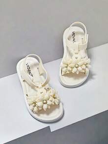 Cute Rhinestone Bow Open Toe Girls Sandals, Breathable Beach Holiday Shoes - White - View 4
