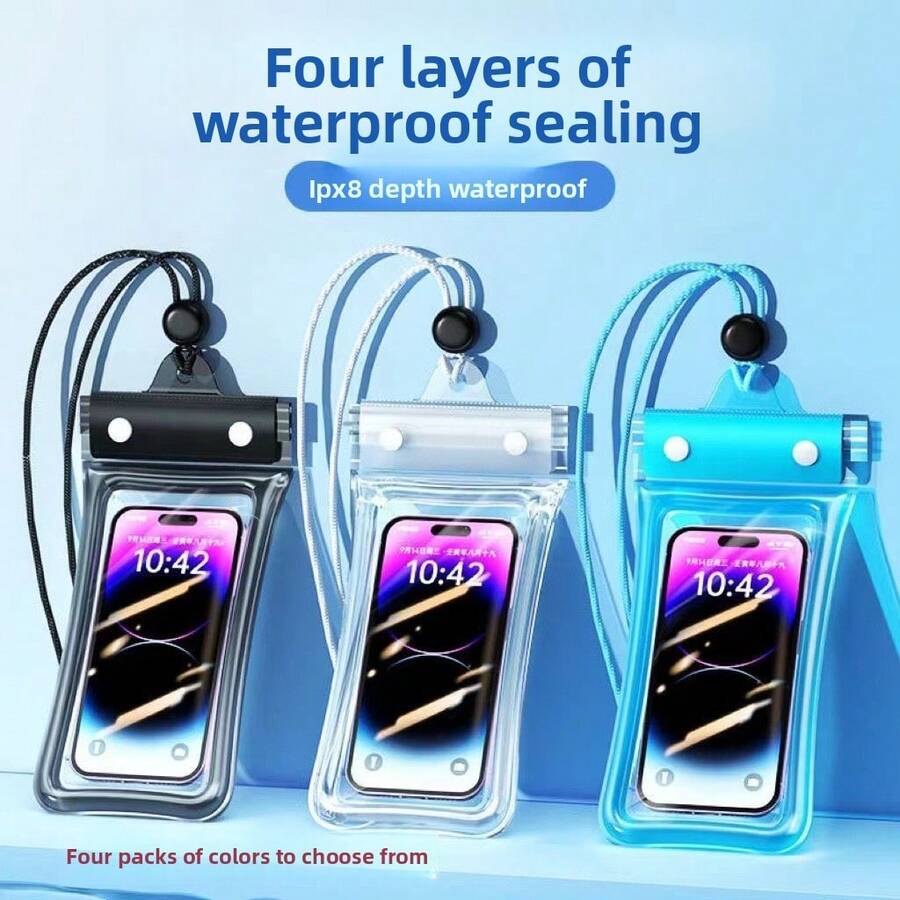 Bolsa impermeable inflable para teléfono, compatible con pantalla táctil, apta para nadar, aguas termales, buceo, funda impermeable universal para teléfono, apta para buceo, playa, pesca, actividades al aire libre, camping, ciclismo