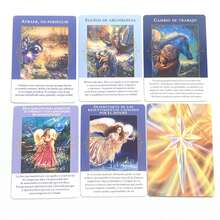 Bộ bài tiên tri Thiên Thần Thịnh Vượng bằng tiếng Tây Ban Nha kèm sách hướng dẫn PDF bằng tiếng Tây Ban Nha, bộ bài đọc hiểu về thiên thần. - Màu xanh nhạt - Xem 8