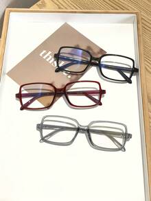 3 PCS Women's Iconic Square Glasses Frame Polycarbonate Lightweight Thin Frame Transparent And Clear Lenses Suitable For Daily Casual Wear With Glasses Box - Multicolor - View 3
