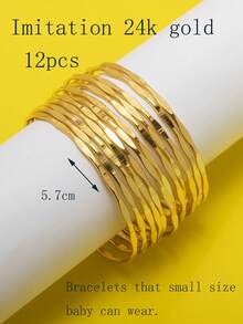 12 chiếc vòng tay kim loại dẹt, trơn, thiết kế độc đáo, cá nhân hóa, có thể xếp chồng lên nhau. - Nhiều màu - Xem 20