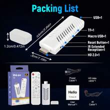 VELEC Android 14.0 TV Stick ATV Quad-Core WiFi6 2.4G/5.8Ghz BT5.0 4K HD Streaming Device For TV And Projector,Android ATV Plug-In Smart TV - White - View 3