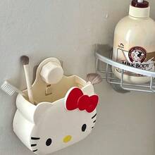 SANRIO 浴室收纳架，卡通猫咪免打孔淋浴架，可爱小猫收纳架，粘胶式置物架，免打孔牙刷架，轻奢洗脸盆收纳架，金色洗发水、化妆品、沐浴露收纳架，洗漱用品架，厨房收纳架，防水，适用于洗手间、厨房、浴室配件，送亲友礼物，家居装饰 - 粉紅白色 - 查看 6