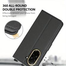 Funda tipo cartera con soporte y ranuras para tarjetas compatible con Xiaomi A5 4G, de piel sintética negra - Negro - Ver 6