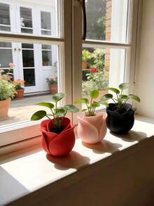 1/2 pièces Plantes succulentes en forme de rose en pot - Convient pour la décoration intérieure et extérieure, idéal pour le rebord de fenêtre, le dessus de table, la cuisine, la salle de bain et le jardin. Idéal pour la plantation d'herbes, de succulentes et de petites plantes. Cadeau de décoration pour la maison. Détails de pétales délicats, pot de drainage respirant, convient pour l'aménagement du balcon, jardinière à succulentes toutes saisons, cadeau de jardinage pour la décoration de la maison - Multicolore - Voir 4